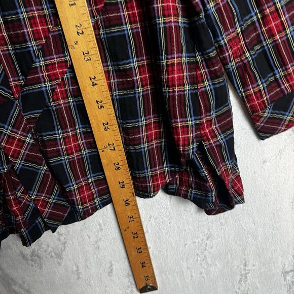 J Jill Women  Blouse Large Popover Tunic Tartan Plaid Button Belted Preppy - Picture 4 of 10
